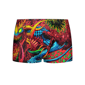 Мужские трусы 3D с принтом CS GO hyper beast skin в Новосибирске, 50% хлопок, 50% полиэстер | классическая посадка, на поясе мягкая тканевая резинка | Тематика изображения на принте: awp | counter strike | cs go | cs go global offensive | hyper beast | skin cs | team cs | команды cs | скины оружия | скоростной зверь | хайпер бист