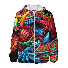 Мужская куртка 3D с принтом CS GO hyper beast skin в Новосибирске, ткань верха — 100% полиэстер, подклад — флис | прямой крой, подол и капюшон оформлены резинкой с фиксаторами, два кармана без застежек по бокам, один большой потайной карман на груди. Карман на груди застегивается на липучку | awp | counter strike | cs go | cs go global offensive | hyper beast | skin cs | team cs | команды cs | скины оружия | скоростной зверь | хайпер бист