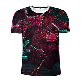 Мужская футболка 3D спортивная с принтом CS GO hyper beast skin в Новосибирске, 100% полиэстер с улучшенными характеристиками | приталенный силуэт, круглая горловина, широкие плечи, сужается к линии бедра | awp | counter strike | cs go | cs go global offensive | hyper beast | skin cs | team cs | команды cs | скины оружия | скоростной зверь | хайпер бист