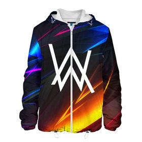 Мужская куртка 3D с принтом ALAN WALKER STRIPES в Новосибирске, ткань верха — 100% полиэстер, подклад — флис | прямой крой, подол и капюшон оформлены резинкой с фиксаторами, два кармана без застежек по бокам, один большой потайной карман на груди. Карман на груди застегивается на липучку | alan walker | aw | electro | electro music | music | алан уокер | музыка | музыкант | электро | электронная музыка