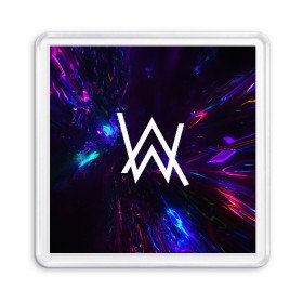 Магнит 55*55 с принтом ALAN WALKER NEON в Новосибирске, Пластик | Размер: 65*65 мм; Размер печати: 55*55 мм | alan walker | aw | electro | electro music | music | алан уокер | музыка | музыкант | электро | электронная музыка