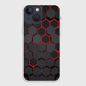 Чехол для iPhone 13 mini с принтом СТАЛЬНАЯ БРОНЯ в Новосибирске,  |  | abstraction | geometry | hexagon | neon | paints | stripes | texture | triangle | абстракция | брызги | брызги красок | геометрия | краски | неон | неоновый | соты | текстура