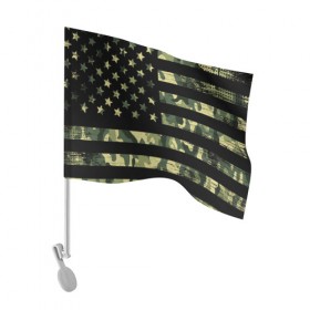 Флаг для автомобиля с принтом American Flag Camo в Новосибирске, 100% полиэстер | Размер: 30*21 см | eagle | states | united | usa | армейские | армия | камуфляж | орел | служба | снайпер | соединенных | солдат | сша | форма | штатов