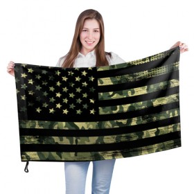 Флаг 3D с принтом American Flag Camo в Новосибирске, 100% полиэстер | плотность ткани — 95 г/м2, размер — 67 х 109 см. Принт наносится с одной стороны | Тематика изображения на принте: eagle | states | united | usa | армейские | армия | камуфляж | орел | служба | снайпер | соединенных | солдат | сша | форма | штатов