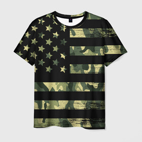 Мужская футболка 3D с принтом American Flag Camo в Новосибирске, 100% полиэфир | прямой крой, круглый вырез горловины, длина до линии бедер | Тематика изображения на принте: eagle | states | united | usa | армейские | армия | камуфляж | орел | служба | снайпер | соединенных | солдат | сша | форма | штатов