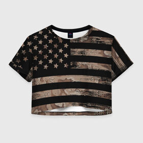 Женская футболка Cropp-top с принтом American Flag Camo в Новосибирске, 100% полиэстер | круглая горловина, длина футболки до линии талии, рукава с отворотами | eagle | states | united | usa | армейские | армия | камуфляж | орел | служба | снайпер | соединенных | солдат | сша | форма | штатов