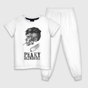 Детская пижама хлопок с принтом Peaky Blinders в Новосибирске, 100% хлопок |  брюки и футболка прямого кроя, без карманов, на брюках мягкая резинка на поясе и по низу штанин
 | blinders | peaky | shelby | thomas | козырьки | острые | сериалы | томас | шелби
