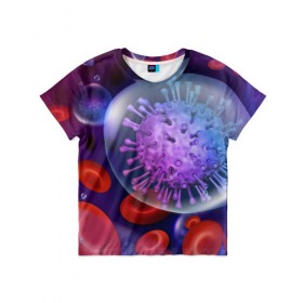 Детская футболка 3D с принтом Лейкоциты и клетка в Новосибирске, 100% гипоаллергенный полиэфир | прямой крой, круглый вырез горловины, длина до линии бедер, чуть спущенное плечо, ткань немного тянется | вены | внутренности | кровь | лейкоциты | медицина | операция | разрез | сердце | строение человека | ужас | ужасы | частицы