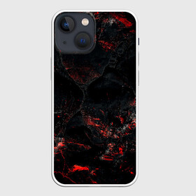 Чехол для iPhone 13 mini с принтом Red and Black в Новосибирске,  |  | Тематика изображения на принте: black | blood | metal | red | texture | абстракция | камень | краски | красная | красно черное | кровь | лава | метал | текстура | черная