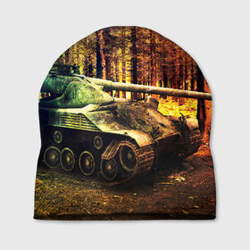 Шапка 3D с принтом ТАНК В ЛЕСУ в Новосибирске, 100% полиэстер | универсальный размер, печать по всей поверхности изделия | game | tank | war | боевой танк | война | выстрел | дым | игра | искры | огонь | пламя | танк | танкист | техника