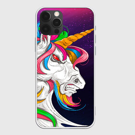 Чехол для iPhone 12 Pro Max с принтом Angry Unicorn в Новосибирске, Силикон |  | cosmos | hair | rainbow | stars | unicorn | волосы | глаза | единорог | злой | зубы | космос | лошадь | радуга