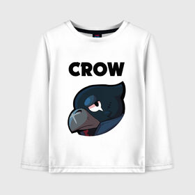 Детский лонгслив хлопок с принтом BRAWL STARS CROW в Новосибирске, 100% хлопок | круглый вырез горловины, полуприлегающий силуэт, длина до линии бедер | android | brawl stars | colt | crow | games | leon | penny | poco. | shelly | spike | wanted | брав | бравл старс | звезды | игры | мобильные игры | старс