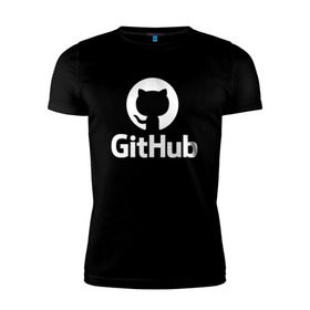 Мужская футболка премиум с принтом GitHub в Новосибирске, 92% хлопок, 8% лайкра | приталенный силуэт, круглый вырез ворота, длина до линии бедра, короткий рукав | git hub | github | it | кодинг | программист