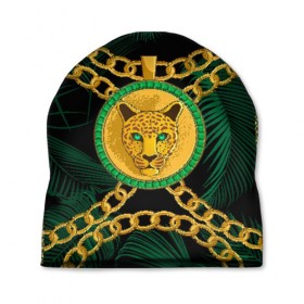 Шапка 3D с принтом Золотой леопард в Новосибирске, 100% полиэстер | универсальный размер, печать по всей поверхности изделия | fashion | luxury | texture | дорогая | дорогой | золото | люкс | паттерн | роскошь | серебро | стиль | стильная | текстура