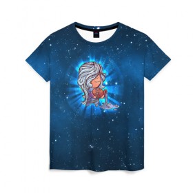 Женская футболка 3D с принтом Водолей в Новосибирске, 100% полиэфир ( синтетическое хлопкоподобное полотно) | прямой крой, круглый вырез горловины, длина до линии бедер | вселенная | гороскоп | знаки зодиака | зодиак | космос | медитация | планеты