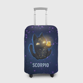 Чехол для чемодана 3D с принтом Скорпион в Новосибирске, 86% полиэфир, 14% спандекс | двустороннее нанесение принта, прорези для ручек и колес | вселенная | гороскоп | знаки зодиака | зодиак | космос | медитация | планеты