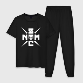 Мужская пижама хлопок с принтом Noize MC в Новосибирске, 100% хлопок | брюки и футболка прямого кроя, без карманов, на брюках мягкая резинка на поясе и по низу штанин
 | noize | noize mc | нойз | нойз мс