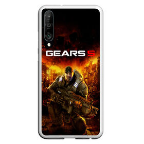 Чехол для Honor P30 с принтом GEARS 5 в Новосибирске, Силикон | Область печати: задняя сторона чехла, без боковых панелей | alien | combat | fight | game | gears 5 | gears of war | gun | human | man | monsters | powerful | saw | strong | war | weapon | игры