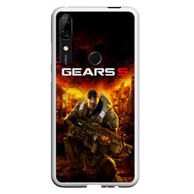 Чехол для Honor P Smart Z с принтом GEARS 5 в Новосибирске, Силикон | Область печати: задняя сторона чехла, без боковых панелей | alien | combat | fight | game | gears 5 | gears of war | gun | human | man | monsters | powerful | saw | strong | war | weapon | игры