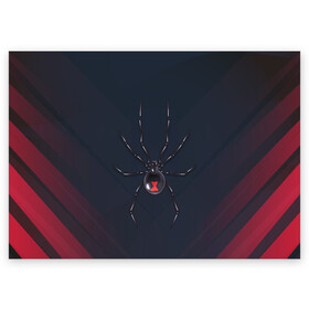 Поздравительная открытка с принтом Каракурт в Новосибирске, 100% бумага | плотность бумаги 280 г/м2, матовая, на обратной стороне линовка и место для марки
 | marvel | spider | австралия | арахнофобия | вдова | кокон | красная | марвел | муха | насекомое | нить | паутина | полосы | сеть | спайдер | супергерой | тарантул | укус | фобия | черная | яд