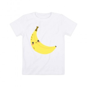 Детская футболка хлопок с принтом Веселенький бананчик в Новосибирске, 100% хлопок | круглый вырез горловины, полуприлегающий силуэт, длина до линии бедер | банан | веселье | карикатура | фрукты