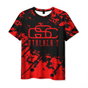 Мужская футболка 3D с принтом Stalker GSC red в Новосибирске, 100% полиэфир | прямой крой, круглый вырез горловины, длина до линии бедер | gsc game world | stalker | stalker 2 | stalker 2 дата | stalker 2 прохождение | stalker red | stalker майка | скачать stalker 2 | сталкер | сталкер майка | сталкер свидшот