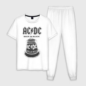 Мужская пижама хлопок с принтом AC/DC в Новосибирске, 100% хлопок | брюки и футболка прямого кроя, без карманов, на брюках мягкая резинка на поясе и по низу штанин
 | ac dc | acdc | acdc ас дс | австралийская | ангус янг | асдс | блюз | группа | крис слэйд | метал | молния | музыка | певцы | рок | рок н ролл | стиви янг | хард | хардрок | эксл роуз