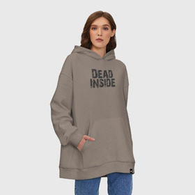 Худи SuperOversize хлопок с принтом Dead inside в Новосибирске, 70% хлопок, 30% полиэстер, мягкий начес внутри | карман-кенгуру, эластичная резинка на манжетах и по нижней кромке, двухслойный капюшон
 | dead inside | dont open | гуль | дед инсайт | дединсайт | дэд инсайт | дэдинсайт | интроверт | кен канеки | мертв внутри | мертвый внутри