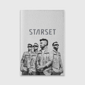 Обложка для паспорта матовая кожа с принтом Starset Band в Новосибирске, натуральная матовая кожа | размер 19,3 х 13,7 см; прозрачные пластиковые крепления | Тематика изображения на принте: logo | rock | starset | лого | рок | старсет