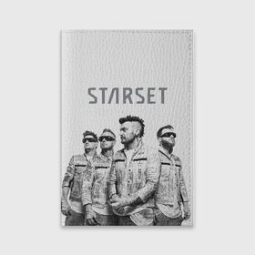 Обложка для паспорта матовая кожа с принтом Starset Band в Новосибирске, натуральная матовая кожа | размер 19,3 х 13,7 см; прозрачные пластиковые крепления | logo | rock | starset | лого | рок | старсет