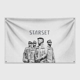 Флаг-баннер с принтом Starset Band в Новосибирске, 100% полиэстер | размер 67 х 109 см, плотность ткани — 95 г/м2; по краям флага есть четыре люверса для крепления | logo | rock | starset | лого | рок | старсет