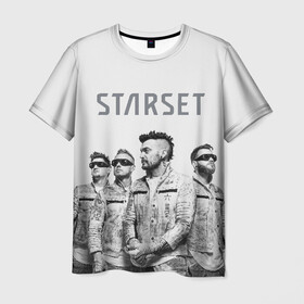 Мужская футболка 3D с принтом Starset Band в Новосибирске, 100% полиэфир | прямой крой, круглый вырез горловины, длина до линии бедер | Тематика изображения на принте: logo | rock | starset | лого | рок | старсет
