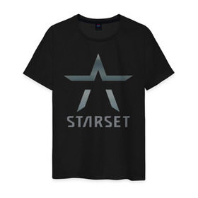 Мужская футболка хлопок с принтом Starset в Новосибирске, 100% хлопок | прямой крой, круглый вырез горловины, длина до линии бедер, слегка спущенное плечо. | Тематика изображения на принте: logo | rock | starset | лого | рок | старсет