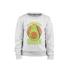 Детский свитшот хлопок с принтом Авокадо Королева в Новосибирске, 100% хлопок | круглый вырез горловины, эластичные манжеты, пояс и воротник | avocado | queen | авокадо | королева | королевы | надписи | надпись