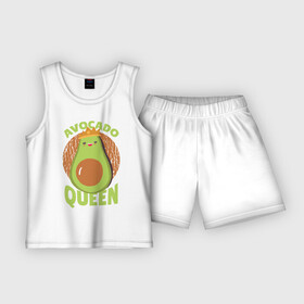 Детская пижама с шортами хлопок с принтом Авокадо Королева в Новосибирске,  |  | avocado | queen | авокадо | королева | королевы | надписи | надпись