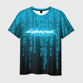 Мужская футболка 3D с принтом CYBERPUNK 2077 в Новосибирске, 100% полиэфир | прямой крой, круглый вырез горловины, длина до линии бедер | 2077 | cyberpunk 2020 | cyberpunk 2077 | cyberpunk 2077 samurai | cyberpunk city | кибер панк. | киберпанк | киберпанк 2077