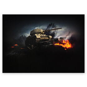 Поздравительная открытка с принтом ТАНКИ в Новосибирске, 100% бумага | плотность бумаги 280 г/м2, матовая, на обратной стороне линовка и место для марки
 | game | tank | war | боевой танк | война | выстрел | дым | игра | искры | огонь | пламя | танк | танки | танкист | техника