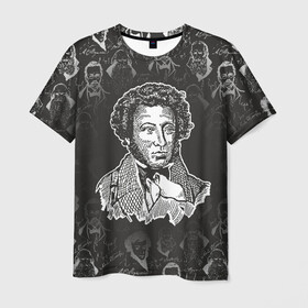 Мужская футболка 3D с принтом А.С.Пушкин в Новосибирске, 100% полиэфир | прямой крой, круглый вырез горловины, длина до линии бедер | а.с.пушкин | знания | классик | литература | писатели | писатель | писатель классик | пушкин | школа | школьная программа