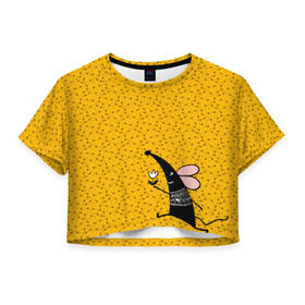 Женская футболка Cropp-top с принтом Крыса в Новосибирске, 100% полиэстер | круглая горловина, длина футболки до линии талии, рукава с отворотами | Тематика изображения на принте: 