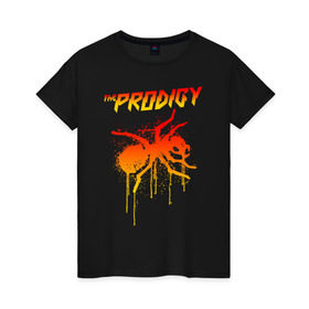 Женская футболка хлопок с принтом THE PRODIGY в Новосибирске, 100% хлопок | прямой крой, круглый вырез горловины, длина до линии бедер, слегка спущенное плечо | prodigy | the prodigy