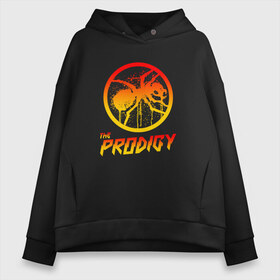 Женское худи Oversize хлопок с принтом THE PRODIGY в Новосибирске, френч-терри — 70% хлопок, 30% полиэстер. Мягкий теплый начес внутри —100% хлопок | боковые карманы, эластичные манжеты и нижняя кромка, капюшон на магнитной кнопке | prodigy | the prodigy