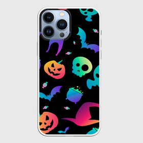 Чехол для iPhone 13 Pro Max с принтом RAINBOW HALLOWEEN | ХЭЛЛУИН в Новосибирске,  |  | diy | ghost | halloween | horror | makeup | scary | trick or treat | вампир | ведьма | кошка | луна | магия | новинки | ночь | тыква | хэллоуин