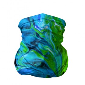 Бандана-труба 3D с принтом Зеленые и голубые разводы в Новосибирске, 100% полиэстер, ткань с особыми свойствами — Activecool | плотность 150‒180 г/м2; хорошо тянется, но сохраняет форму | 