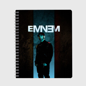 Тетрадь с принтом Eminem в Новосибирске, 100% бумага | 48 листов, плотность листов — 60 г/м2, плотность картонной обложки — 250 г/м2. Листы скреплены сбоку удобной пружинной спиралью. Уголки страниц и обложки скругленные. Цвет линий — светло-серый
 | Тематика изображения на принте: emenem | eminem | hip hop | hiphop | kamikaze | marshal mathers | marshall | marshall mathers | rap | rap god | revival | slim shadi | slim shady | venom | еминем | олдскул | реп | рэп | хипхоп | эминем