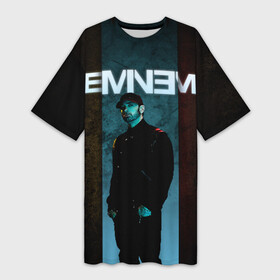 Платье-футболка 3D с принтом Eminem в Новосибирске,  |  | emenem | eminem | hip hop | hiphop | kamikaze | marshal mathers | marshall | marshall mathers | rap | rap god | revival | slim shadi | slim shady | venom | еминем | олдскул | реп | рэп | хипхоп | эминем