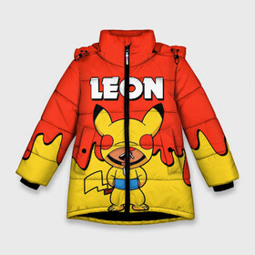 Зимняя куртка для девочек 3D с принтом Brawl Stars Leon Pikachu в Новосибирске, ткань верха — 100% полиэстер; подклад — 100% полиэстер, утеплитель — 100% полиэстер. | длина ниже бедра, удлиненная спинка, воротник стойка и отстегивающийся капюшон. Есть боковые карманы с листочкой на кнопках, утяжки по низу изделия и внутренний карман на молнии. 

Предусмотрены светоотражающий принт на спинке, радужный светоотражающий элемент на пуллере молнии и на резинке для утяжки. | Тематика изображения на принте: brawl stars | pikachu | взлом brawl stars | леон brawl stars | пикачу | сервера brawl stars | скачать brawl stars | скачать бесплатно brawl stars