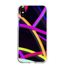Чехол для iPhone XS Max матовый с принтом Светящиеся полосы в Новосибирске, Силикон | Область печати: задняя сторона чехла, без боковых панелей | Тематика изображения на принте: abstract | neon | абстрактно | абстрактный | абстракция | линии | неон | неонка | неоновая | неоновые | неоновый | полоски | полосы | разноцветные | светящиеся | цветные