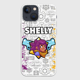 Чехол для iPhone 13 mini с принтом BRAWL STARS SHELLY в Новосибирске,  |  | android | brawl stars | colt | crow | games | leon | penny | poco. | shelly | spike | wanted | брав | бравл старс | звезды | игры | мобильные игры | старс