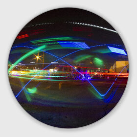 Коврик для мышки круглый с принтом Neon в Новосибирске, резина и полиэстер | круглая форма, изображение наносится на всю лицевую часть | neon | город | города | городе | городом | городской | неон | неонка | неоновые | неоновый | свет | светящиеся | светящийся | светящимся