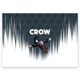 Поздравительная открытка с принтом BRAWL STARS CROW в Новосибирске, 100% бумага | плотность бумаги 280 г/м2, матовая, на обратной стороне линовка и место для марки
 | brawl stars | bull | colt | crow | leon | stars | берли | бо | брок | ворон | джесси | динамайк | дэррил | кольт | леон | мортис | нита | пайпер | пенни | поко | пэм | рикошет | спайк | фрэнк | шелли | эль примо